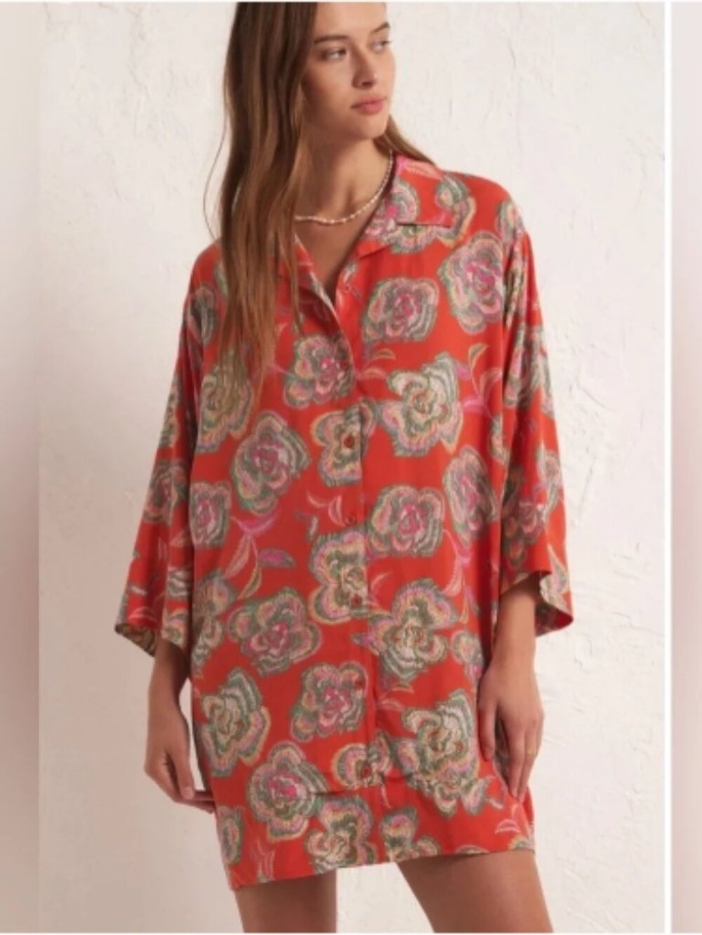 Z Supply Dress Small Orange Button Shirt Dress Camden Tango Floral Mini $89